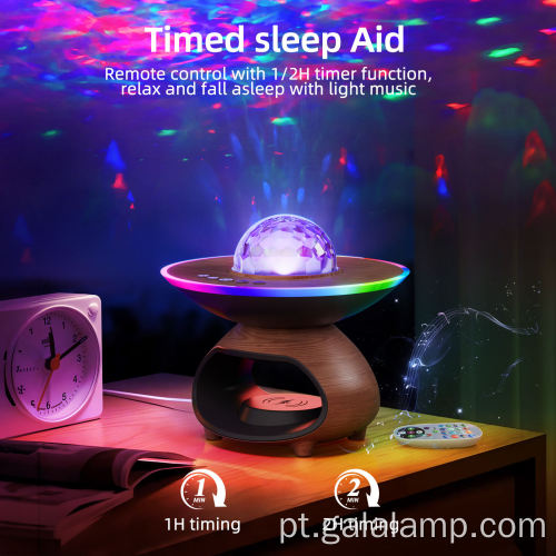 Carregamento sem fio de luz de projeção RGB recarregável USB